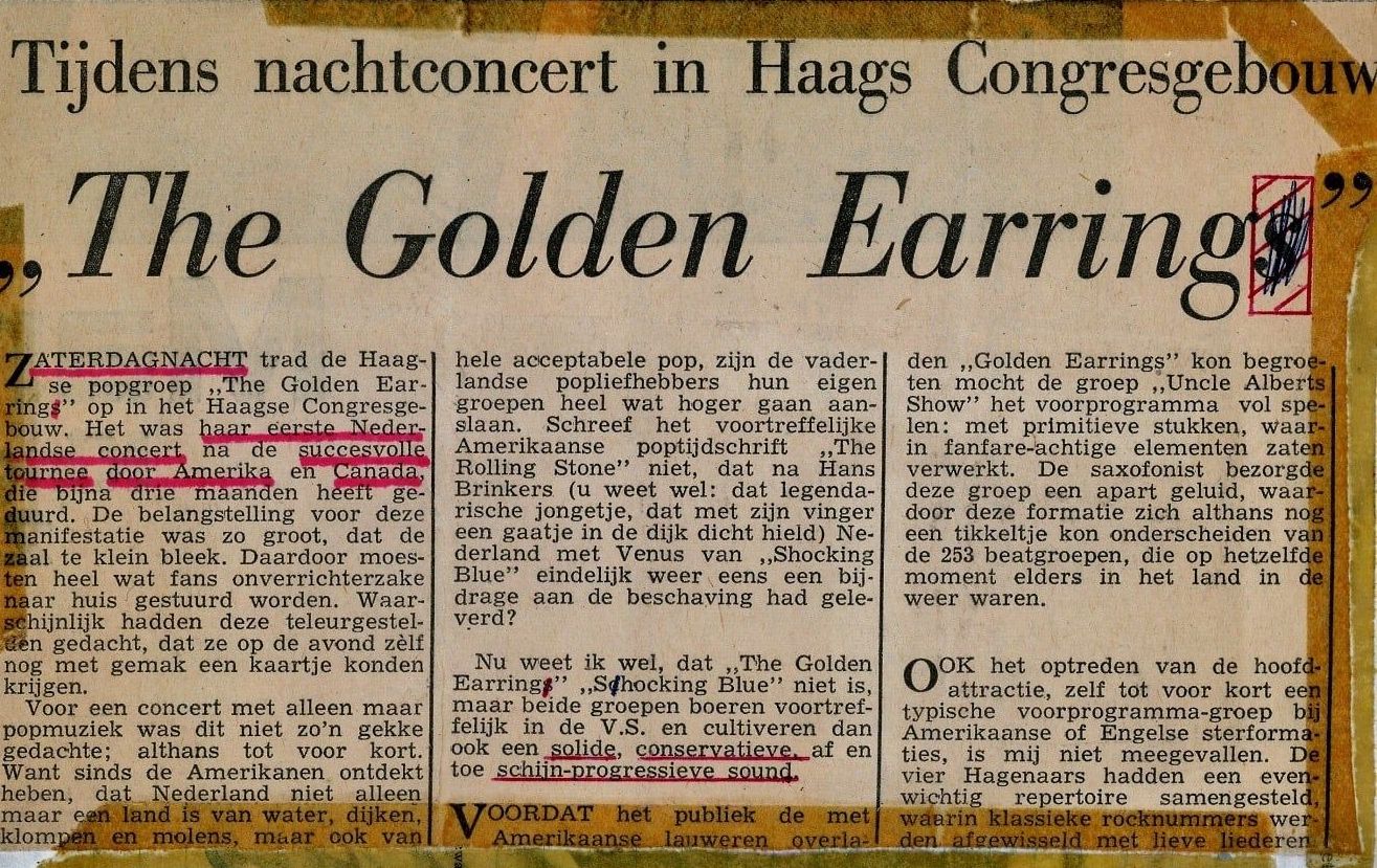 Golden Earring show review photo part 1 April 04, 1970 Den Haag - Congresgebouw